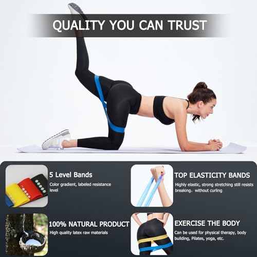 Lianjindun Loop Resistance Exercise Bands Set for Home Gym, Set of 5 - color: Colour Set