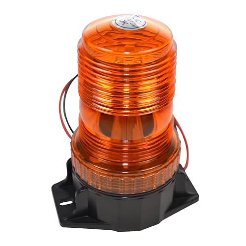 HQRP 360 Degrees 12-100V 30-LED Strobe Light Amber Mini Beacon for Safety Work & Maximum Visibility Truck, Heavy Vehicle, Forklift, Tractor, Golf Cart, Postal Car, Snow Plow etc. - size: Permanent Mount