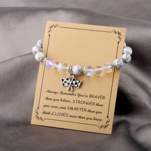 BNQL Racing Flags Bracelet - Car Racer Gifts, Race Day Charm Bracelet
