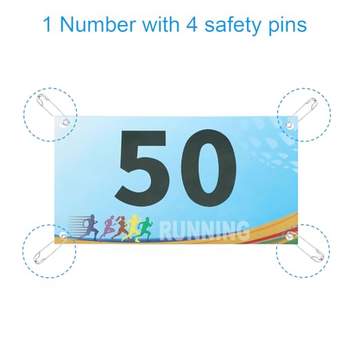 PATIKIL Tearproof Running Bib Numbers, Race Competitor Numbers - size: 7x4 Inch, style: 1-50