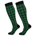 JUNZAN Buffalo Plaid Red Black Knee High Socks Compression Socks for Women Men Kid for Running Sports Nurse - color: Deep Green Buffalo Plaid