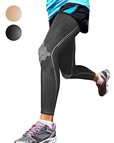 Sparthos Compression Leg Sleeve Men, Full Leg Compression Sleeve, Black-XS - color: Midnight Black, size: X-Small