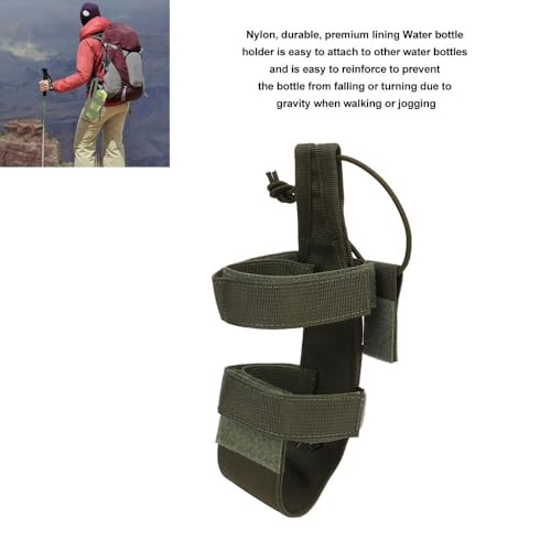 Nylon Water Bottle Holder with Adjustable Strap – Secure Anti-Falling Pouch for Hiking, Camping, Backpack Attachment, No Hands Outdoor Bottle Carrier - color: Green