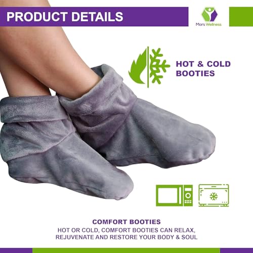 Mars Wellness Heated Microwavable Booties - Microwave Slipper Warmers - color: Charcoal, size: Pack of 2