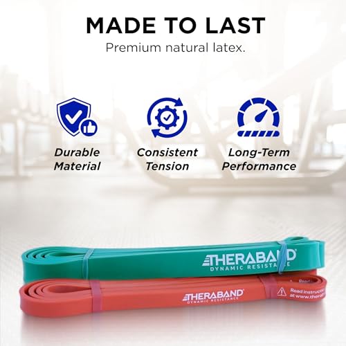 THERABAND High Resistance Band Set of 2, Light and Medium Loop, 15-25 lb - size: 2 Pack Easy (15-25 lbs)