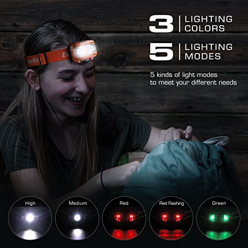 EverBrite Headlamp, 2 Pack LED Head Lamp for Kids & Adults, Red Light - color: Orange