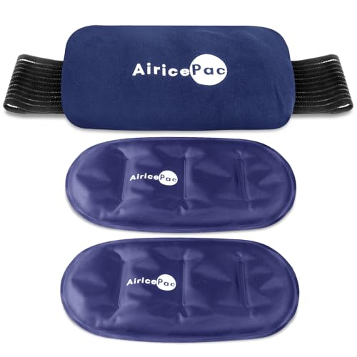 AiricePac Ice Packs for Injuries Reusable (3-Piece Set) Hot Cold Gel Wraps for Joint Pain, Muscle Soreness, Adjustable & Flexible for Back, Knees, Shoulders, Arms and Legs - size: M, style: M