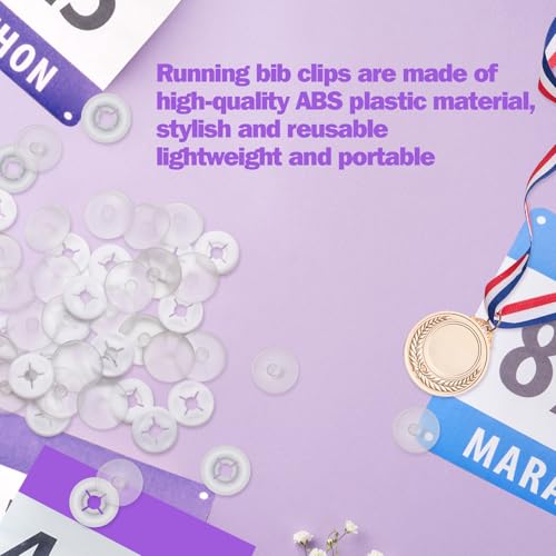 Coolrunner 40P Running Bib Clips, Clear Race Number Buckle, Race bib Clips Fixing System Triathlon Race Bib Holder for Runners Marathon, Skating, Track and Field - color: Black