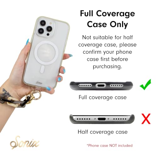 Sonix Phone Wristlet - Detachable Universal Smartphone Wrist Strap, Hands-Free Lanyard Cellphone Bracelet with Tether Tab - color: Marble & Chain Black