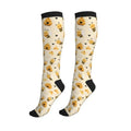 Tie Dye Compression Socks Knee High Support Socks For Women Men Running Athletic Hiking - color: Bee