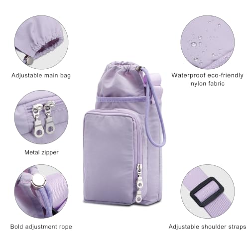 Water Bottle Carrier 32oz Adjustable Convenient holder with Handy Storage - color: Purple