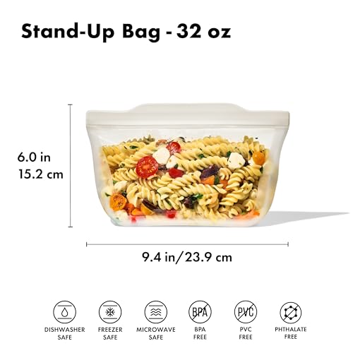 OXO Good Grips Silicone Reusable Bag - Stand-Up Quart (32 oz), Oat - color: Oat, size: Quart (32 oz)