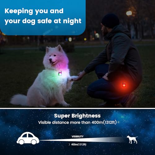 2 Pack Clip On Dog Collar Light, 4 Light Modes & Waterproof & Rechargeable