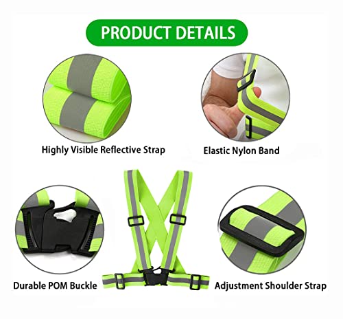 Running Reflective Vest Gear 3 Pack, Adjustable Safety Vest High Visible Reflective Belt Straps Night Walking Vest - color: Green,Gray,White
