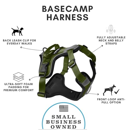ShawnCo Basecamp Dog Harness, No-Pull Pet Vest (Olive Green,XS) - color: Olive Green, size: XS