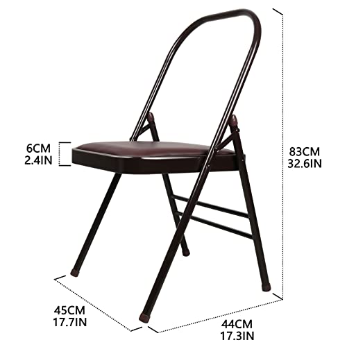 INNOLIFE Yoga Chair Set with Figure S Resistance Belt, Chair Leg Cap, Brown
