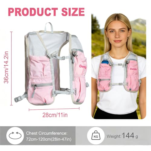 Running Vest for Women Lightweight Hydration Vest for Hiking Marathon Cycling Running Jogging - size: Pink, style: Only Running Vest