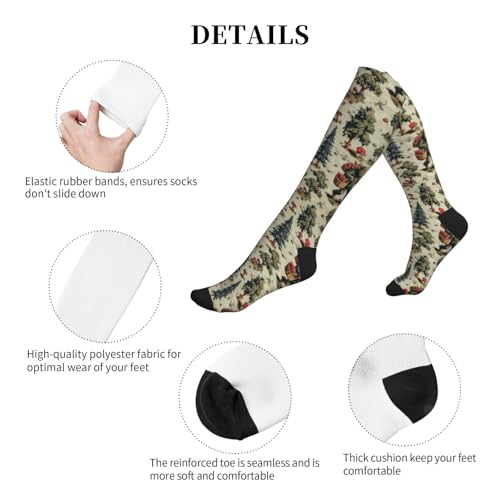 FREEHOTU Compression Knee High Socks for Women/Men Circulation 15-20 Mmhg - color: Mushroom Sasquatch
