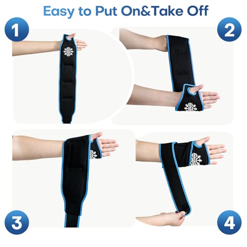 Wrist Ice Pack Wrap for Carpal Tunnel Relief, Gel Ice Pack for Injuries - color: Black