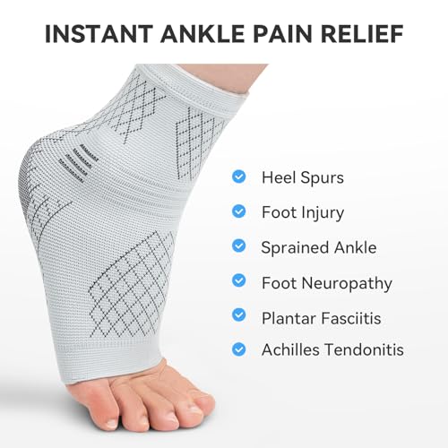 INDEEMAX 2 Pack Ankle Brace & Ankle Compression Sleeve for Women Men - color: Grey, size: Small