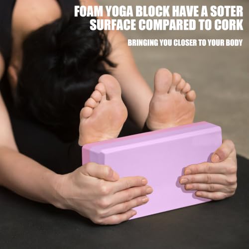 Septo 2 Pcs Yoga Blocks, 9x6x3 Inch Foam Blocks for Pilates - color: Purple-Pink