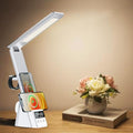 IHAO 6in1 Multifunctional Foldable LED Desk Lamp with Wireless Charger Digital Alarm Clock Eye-Care Lighting 3 Color Modes 15W Qi Charger for Phone/Headphones Compatible with iWatch Charger-N61 White - color: Multi Funcitonal Alarm Clock N61 White