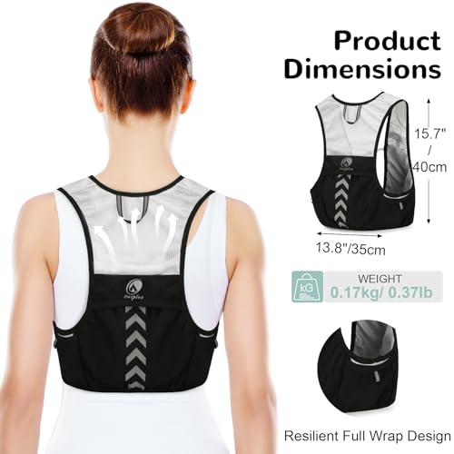 Hydration Running Vest with 2pcs 500ml/17oz Water Bottles, M/L - color: Black- Gray, size: M: 27.6" - 43.3"