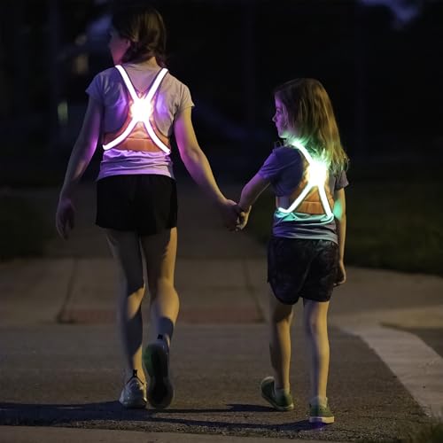 noxgear TracerJr - Child Illuminated and Reflective Safety Vest - Durable, Highly Adjustable - for Biking or Outdoor Play - size: Large