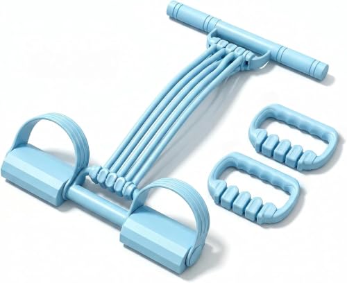 3-in-1 Adjustable Foot Pedal Resistance Band, 10 -Tube Elastic Band - color: Blue
