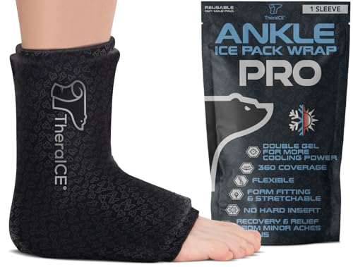 TheraICE Ankle Ice Pack Wrap PRO, Ankle Brace, Plantar Fasciitis, FocusZone - size: X-Large, style: PRO