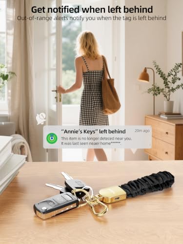 Keychain Wristlet, Works with Apple Find My, Rechargeable - color: Black+Gold