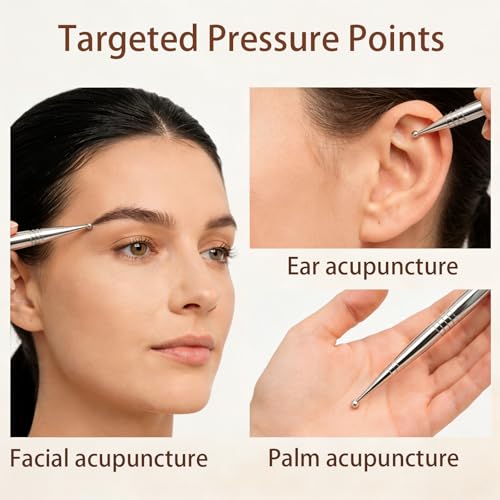 Facial Reflexology Tool Set – Includes 6 Acupuncture Pen Heads for Ear & Facial Acupressure Points, Multi-Size for Personalized Treatment