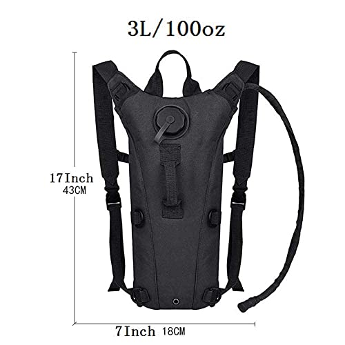 Tactical Water Hydration Pack Military 3L Water Bladder Carrier Backpack Leakproof for Running Jogging Cycling Hiking - color: Tan Khaki & Black