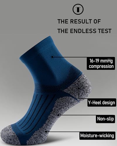 Quarter Compression Socks for Men Women, Cushioned Running Hiking Socks - color: Harbour Blue (4 Pairs), size: Small