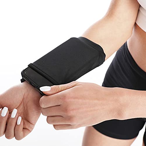 Pocket Wrist Wallet Purse for Women Men Quick Dry Zippered Wrist Pouches Wristband with Phone Holder for Running, Walking, Hiking, Jogging, Travel, Sports (Black)