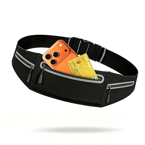 Slim Running Belt for Women Men,Phone Holder Waist Pack,Runners Fanny Pack - color: Drak Black