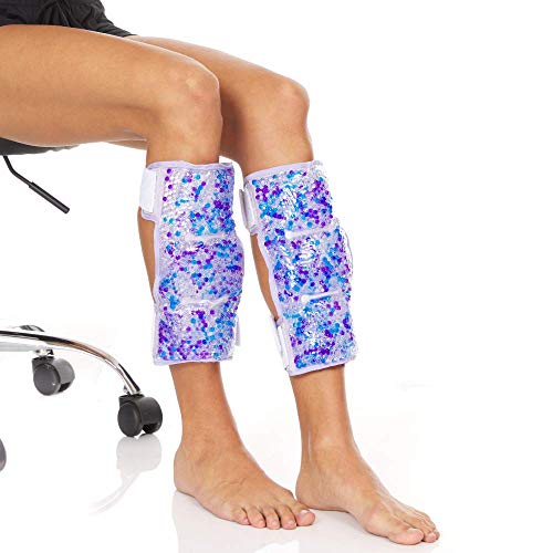 Hot Cold Shin and Calf Ice Packs by FOMI Care | 2 Pack | Leg Wrap for Swelling, Bruises, Sprains Pain Relief | Flexible Compress for Runners, Dancers, Yoga | Fabric Backing | Freezable, Microwavable