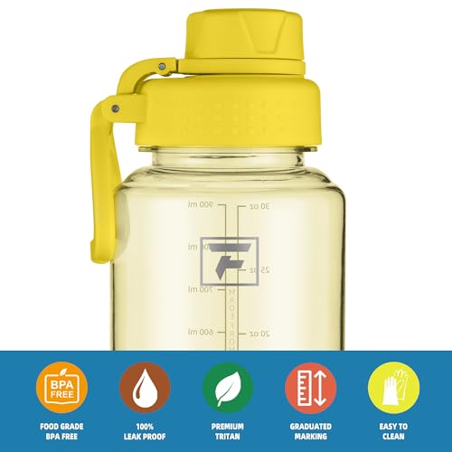 Fanhaw 32oz Clear Plastic Water Bottle with Fast-Flow Lid, Imperial Yellow - color: Imperial Yellow