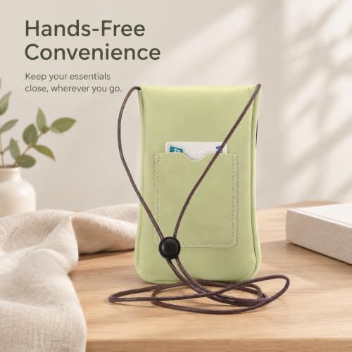 Cell Phone Neck Pouch, Techcircle PU Leather Carrying Bag with Credit Card Holder Adjustable Strap, Small Travel Purse for iPhone 11 XR XS Max SE 8 7 6 Plus, Galaxy S10 S7 Edge A10 J7, Moto G6 (Green) - color: 01 Green