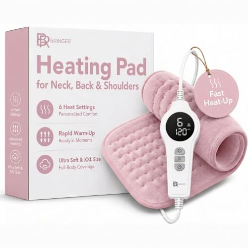 Heating Pad for Back, Shoulders and Neck, Pink, 23.6 x 11.8 in - color: Pink, size: 23.6 x 11.8 Inch