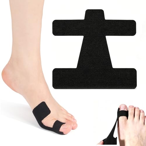 40pcs Pre-Cut Bunion Corrector Tape, Elastic Breathable Latex-Free Kinesiology Tape, Hypoallergenic Self-Adhesive Toe Support Strips for Hallux Valgus, Unisex (black)