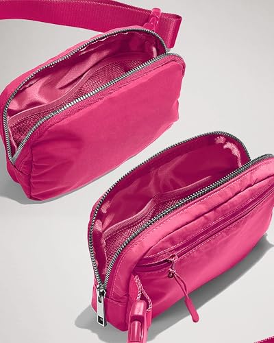 YOSHUYUKI Fanny Pack Cross Body Small Crossbody Bags for Women Men Trendy Nylon Waterproof Mini Purse Travel Running Belt Bag Lulu Dupes Bum Hip Chest Waist Pack Side Bag Must Have Hot Pink - color: Rare Sonic Pink