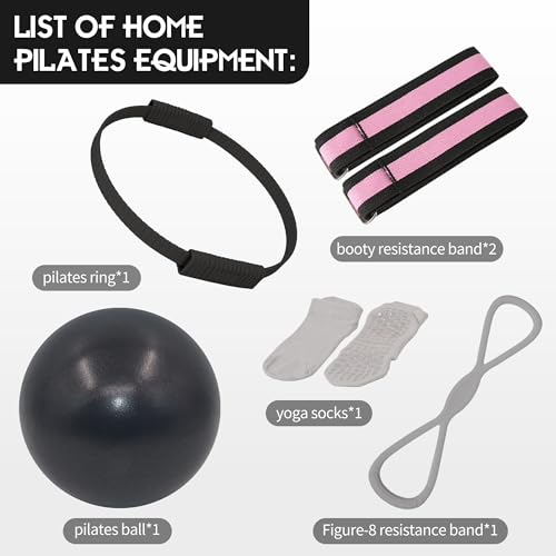 Wavar Pilates Essentials Kit for Women, 13.5" Magic Circle Fitness Set - color: Black