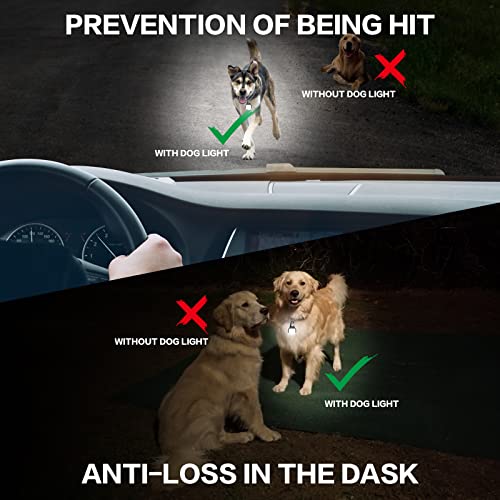 BLBS Rechargeable Dog Collar Light -3 Modes Dog Light, IP65 Waterproof Dog Walking Light, 50LM Dog Lights for Night Walking, Running, Camping, Climbing, Bike, 2 Pack - color: White