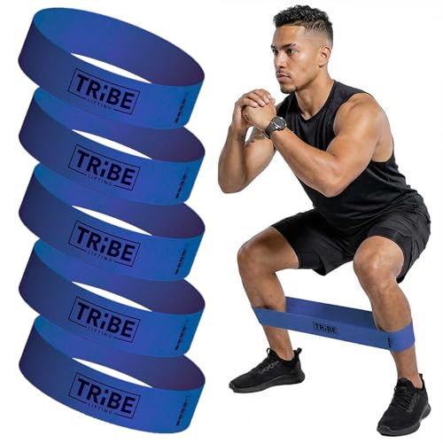 Fabric Resistance Bands for Working Out, 5-Band Set for Legs and Glutes - color: Heavy Blue