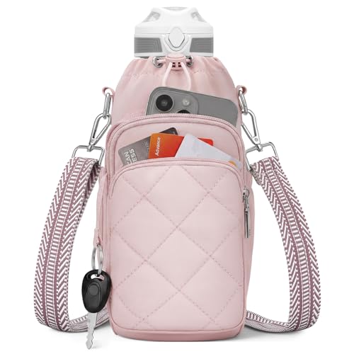 SYTRAH Water Bottle Bag Crossbody，Insulated Holder Purse - color: Pink
