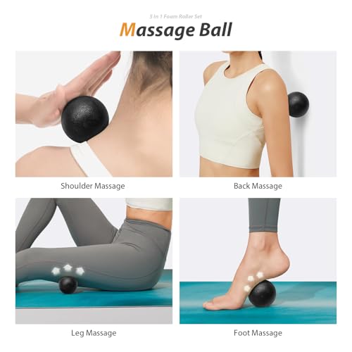 SUBCULTUREPICK 5 in1 Foam Roller Set, Trigger Point Foam Roller Deep Tissue - color: Black-red
