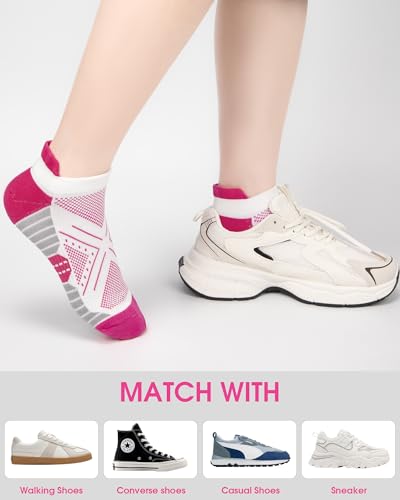Womens Compression Ankle Crew Socks, Breathable Cushioned Socks - color: White Green Orange Yellow Pink Blue, size: 6-9