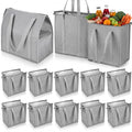 10 Pack Large 18L Insulated Grocery Bag Bulk Zippered, Light Gray - color: Light Gray