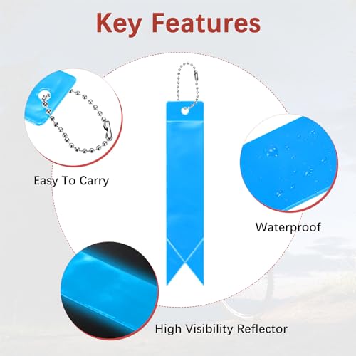 Safety Reflector Pendants - Reflective Safety Keychain Gear with Chain Use for Backpack & Running & Cycling - color: Lake Blue